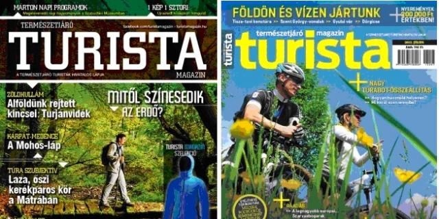 A Turista magazin korábbi és jelenlegi címlapja, részlet, forrás: Turista Magazin